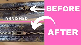 How to clean Brass zipper teeth hardware & pull on a Vintage Louis