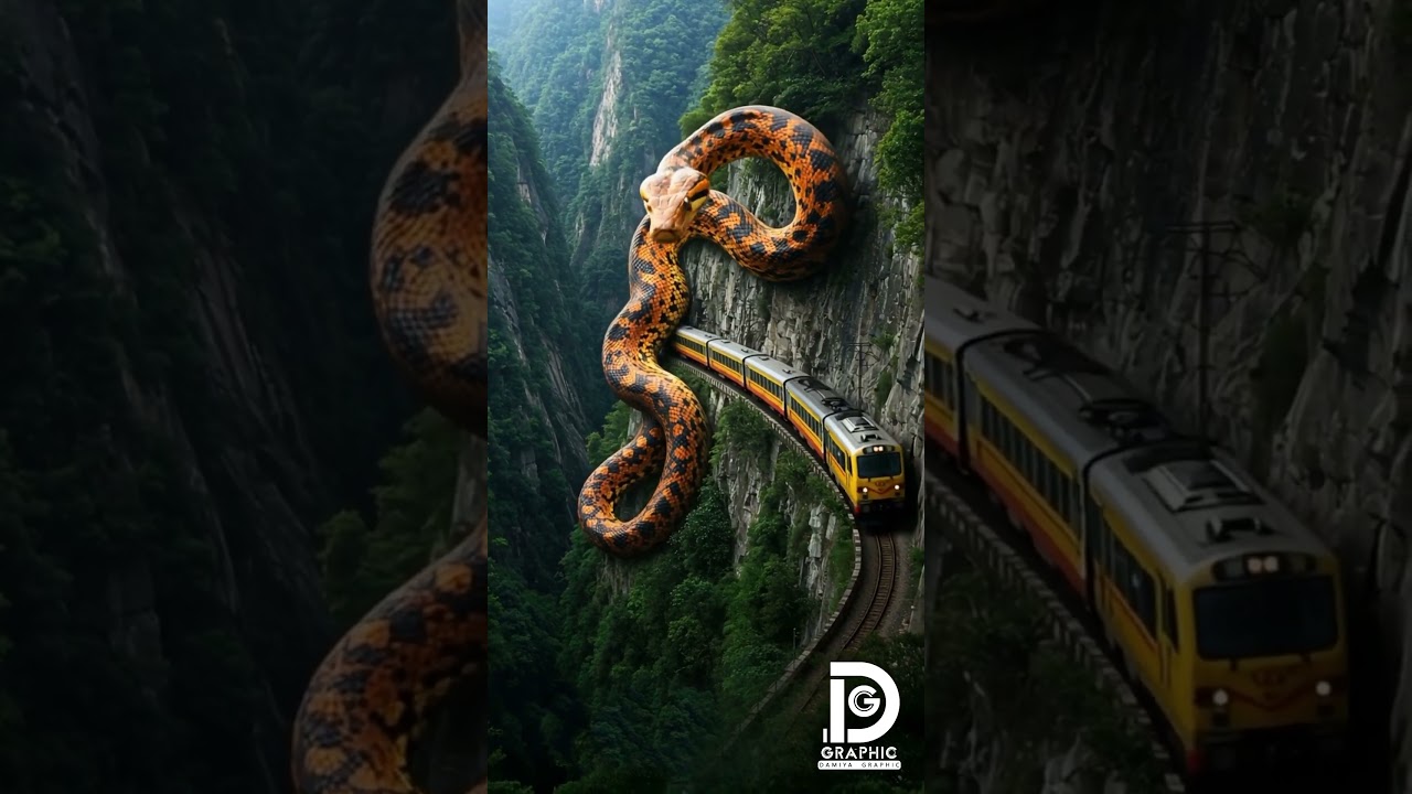 🌄🐍 Nature meets imagination! 🐉🚂 