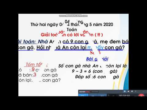 Lớp 1 - Môn: Toán - Bài: Giải toán có lời văn (tiếp theo) (Tuần 28 - 04/5/2020)