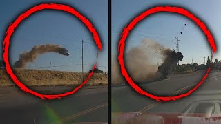 Car Flying Between Power Lines Looks Like Movie Stunt