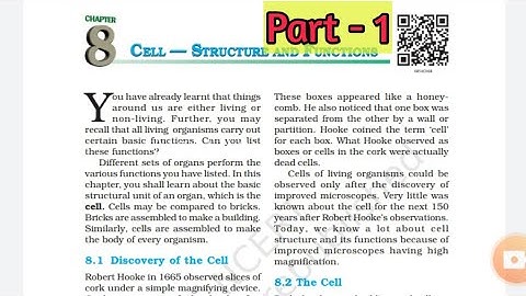 NCERT Class 8th science | Chapter -8 Cell - structure and functions | Part - 1 | Explained in hindi