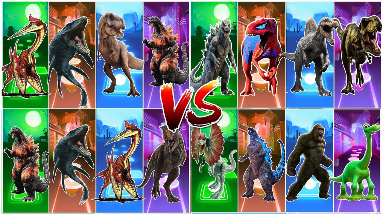  Spinosaurus 🆚 Godzilla 🆚 Godzilla 🆚 Godzilla 🦖 🎶 Tiles Hop Edm Rush