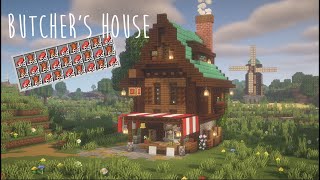 Minecraft | How to build a Butcher Shop/House with a Cow Crusher - Tutorial