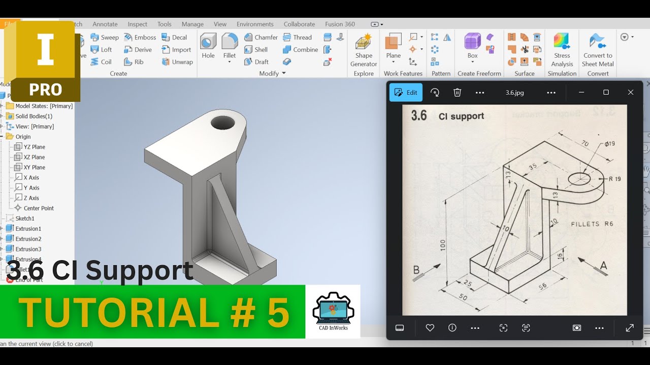 CI Support 3.6 - Autodesk Inventor - Latihan 5 #pemula #inventor # ...