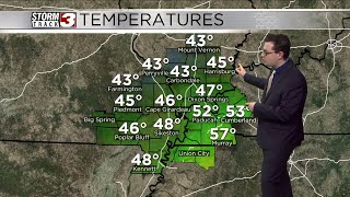 A look at fog, radar and temperatures during middle of the day on Jan. 25th