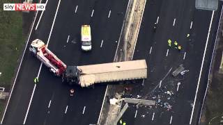 M25 Fatal Lorry Crash: Sky News Helicopter Footage