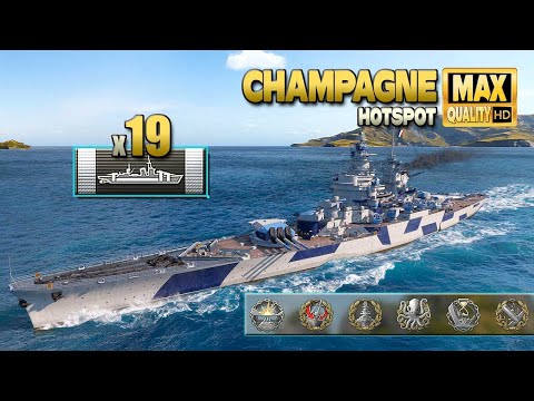 Battleship Champagne with many beautiful citadel hits - World of Warships
