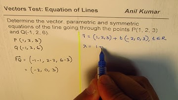 Determine Vector, Parametric and Symmetric Equation of Line from Two Points