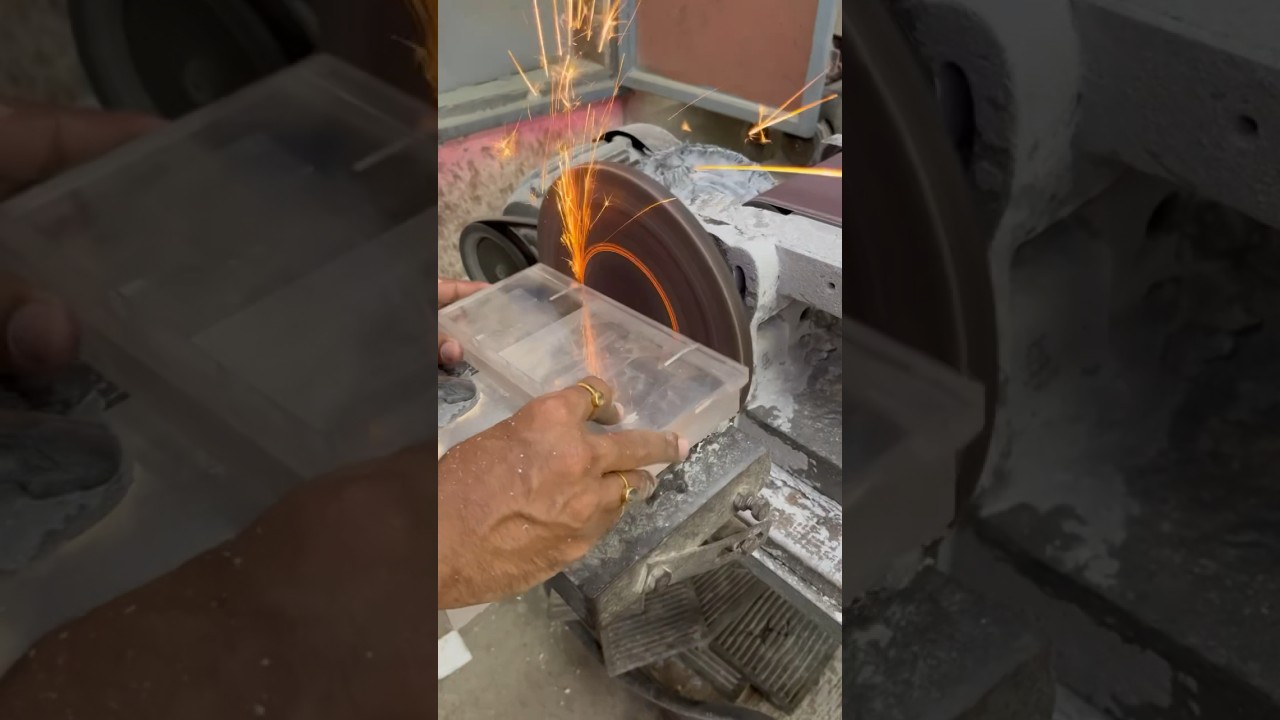 Grinding the excess screw of acrylic 