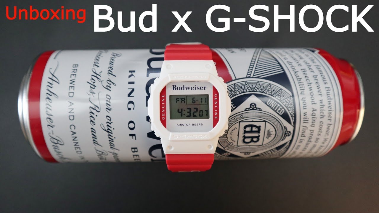 Hands On Unboxing G SHOCK X BUDWEISER Limited Edition DW5600BUD20 DW5600  Square Bud G-shock Square