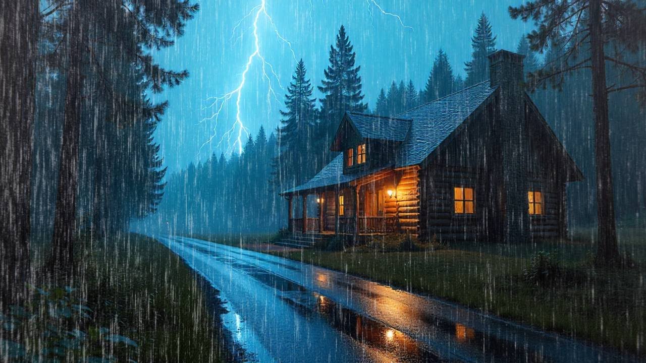 🌲 Cozy Cabin Rain Sounds with Thunder | Deep Sleep & Relaxing Forest ...