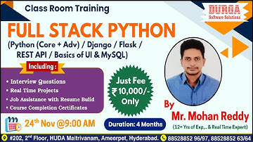FULL STACK PYTHON Class Room Training @ DURGASOFT