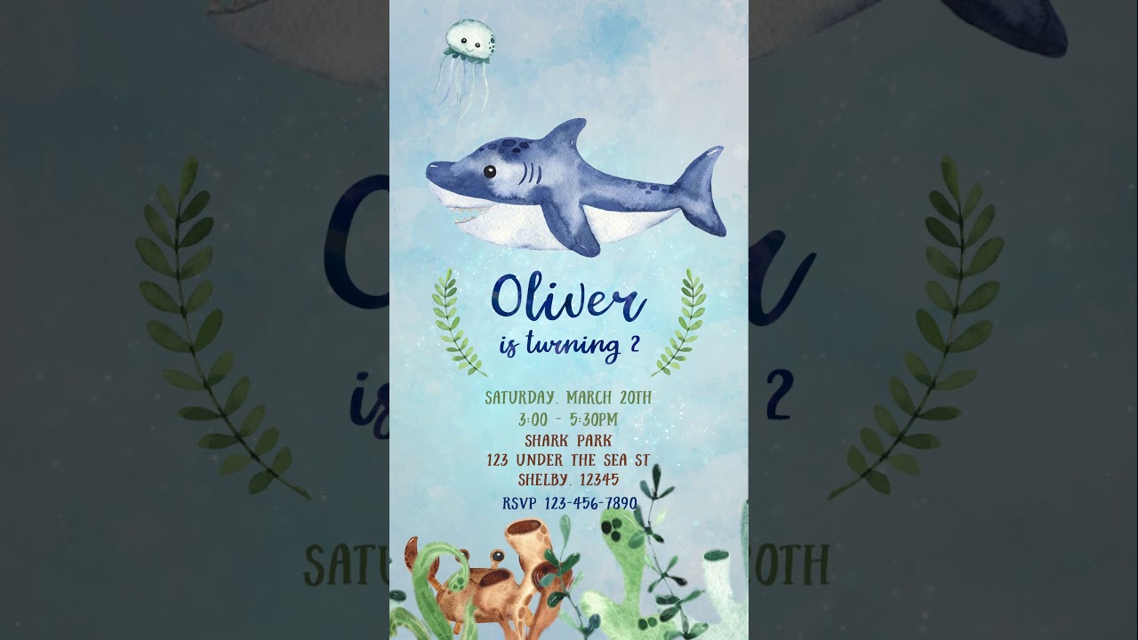 Under The Sea Shark Birthday Invitation