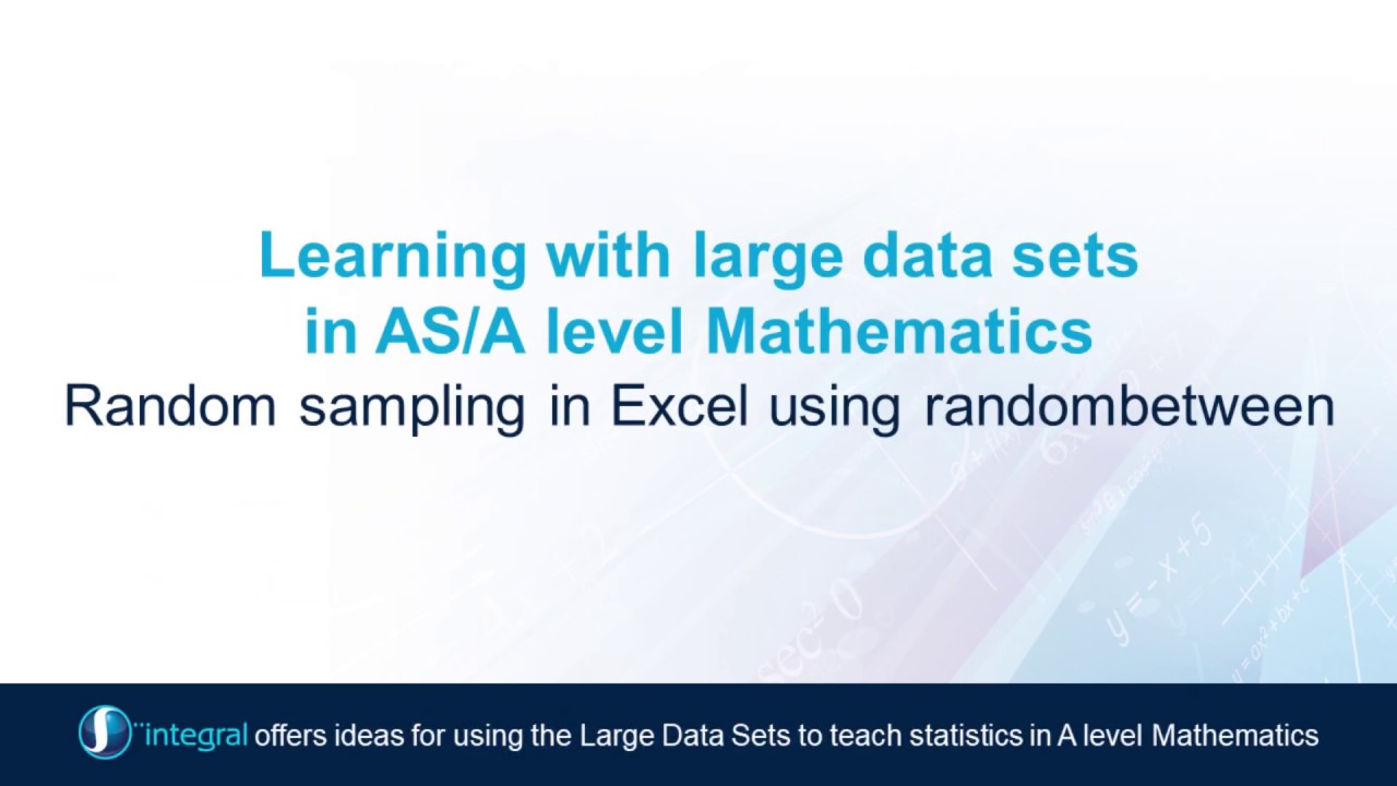 8b Random sampling in Excel using randombetween - YouTube