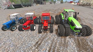 Giant Bigfoot Tractor and Three Little Tractors get stuck in the Mud | Gameplay Stories