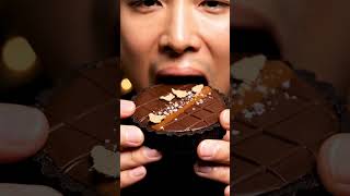 Salted Miso Caramel Chocolate Tart ASMR 🍫 | Satisfying Eating Sounds #asmr #food #mukbang