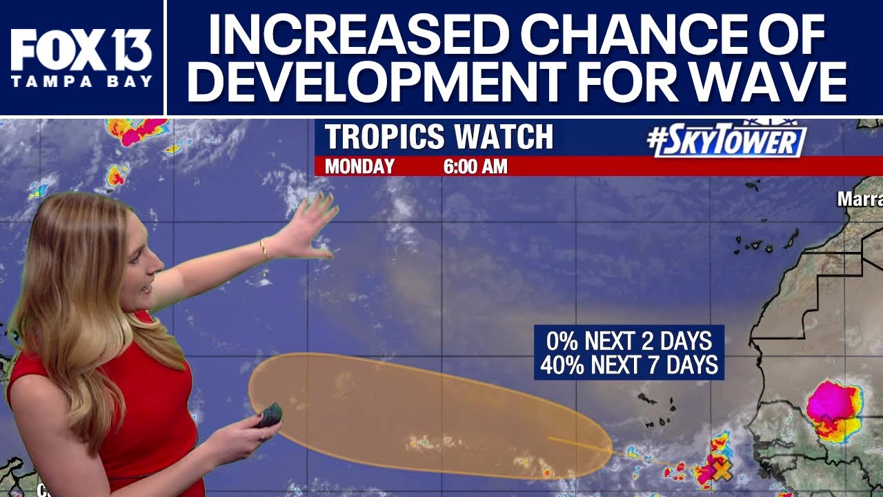 Tropical wave sees increased chance of development - YouTube