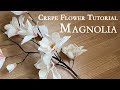 How to make crepe flower magnolia with crepe paper  full craft tutorial  paper flower bouquet