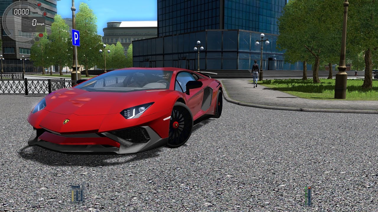 Lamborghini city car driving