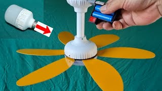 Make a short 6-blade ceiling fan from a broken LED light bulb