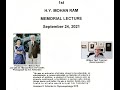 Prof. H.Y. Mohan Ram 2021 Memorial Lecture - U. Delhi - 2021