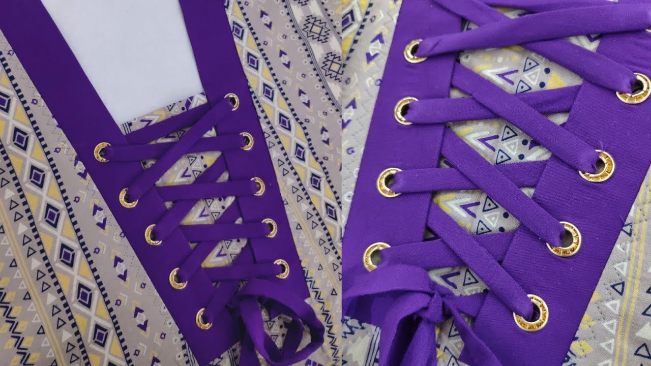 neck design with eyelets / cutting and stitching/ size s