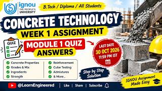 Concrete Technology Week 1 Assignment | IGNOU | Module 1 Quiz | Answers | Last Date 30 Oct 2026
