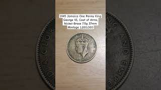1945 Jamaica One Penny King George VI #asmr #coin #Jamaica #King