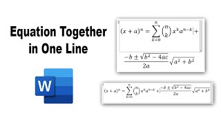 how to keep an equation together in one line in microsoft word