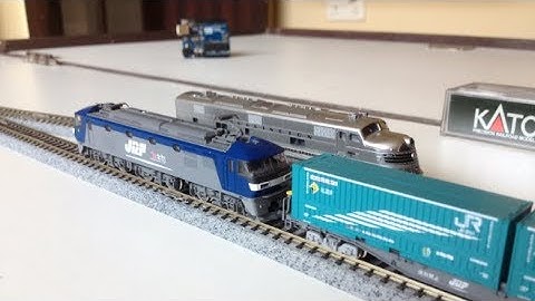 Automated model railway layout running two trains