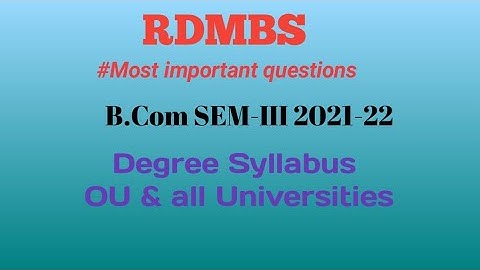 #Most important questions of RDBMS | OU I SEM3 I BCOM COMPUTERS
