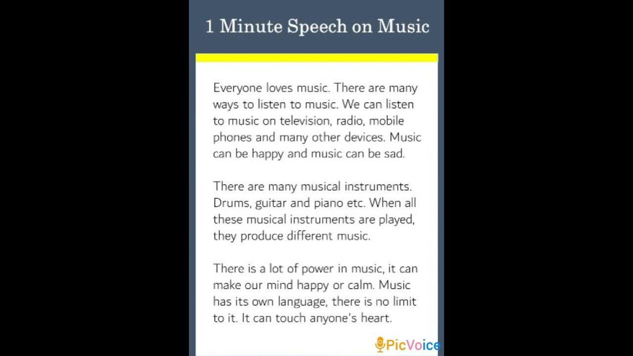 speech on music for 1 minute