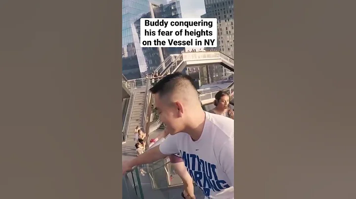 Conquering his fear of heights on the Vessel in NY! #shorts #thevessel #nyc