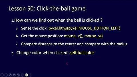 Kids Python Challenge, Lesson 50: Click the bouncing ball 1