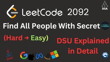 Find All People With Secret | LeetCode 2092 🔥 | DSU in detail 