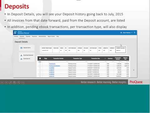 ProQuest Invoice Portal: Deposits