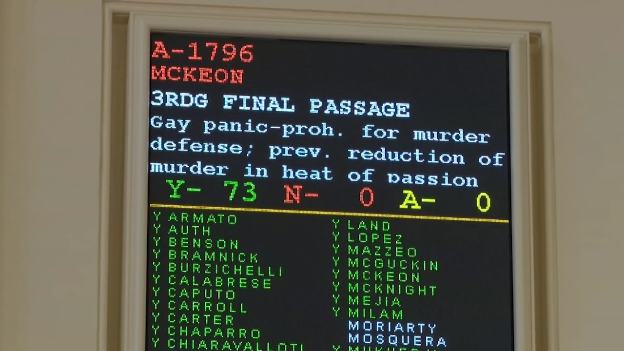 Assembly votes to ban 'gay panic' as murder case defense