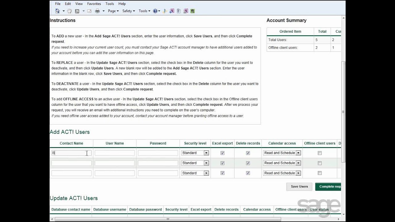 Act! Hosted: Managing Your Account