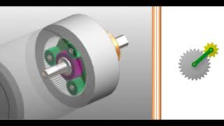 遊星歯車機構（腕を回転）：Cơ cấu bánh răng hành tinh (planetary gear mechanism) [Tay quay chuyển động]