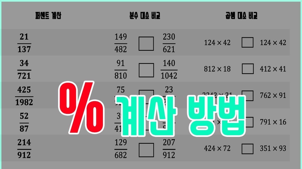 퍼센트 계산 쉽게 하는 방법