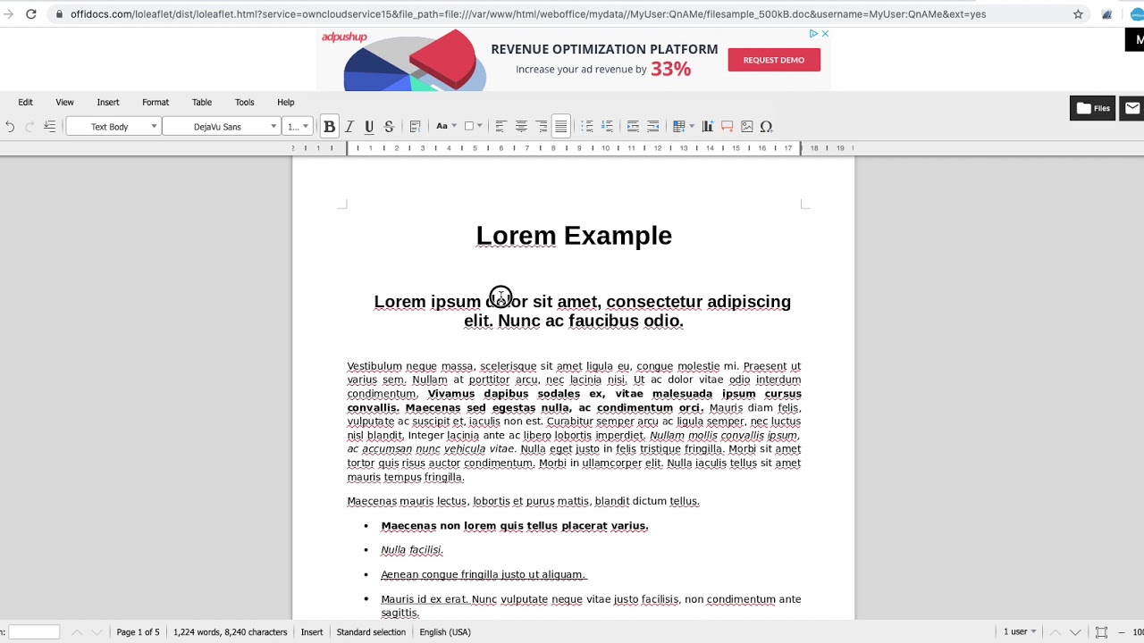 DocEditor web extension to edit documents online