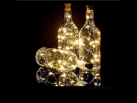 Світлодіодні гірлянди-нитки в корках GlowyCork, 4 штуки, різнокольорове світло, видео 1