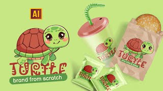 Create a turtle character and brand from scratch in Adobe Illustrator.