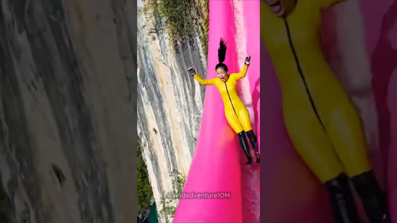 Cliff Slide is wild! 😱🔥 Longest Airbag Slide 