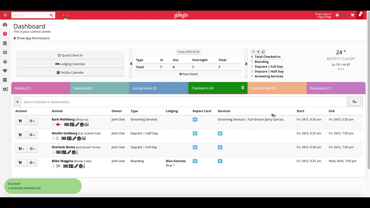 Checking In a Reservation