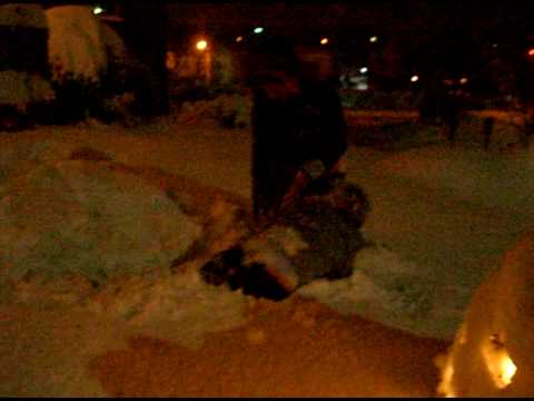 Deirdre and Tamara's snow jump