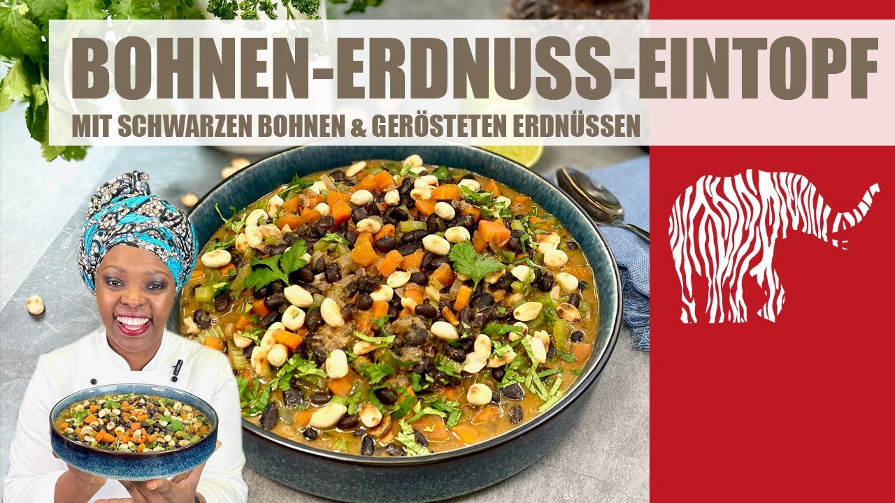 Mchuzi wa maharagwe meusi - Schwarzebohnen-Erdnuss-Eintopf