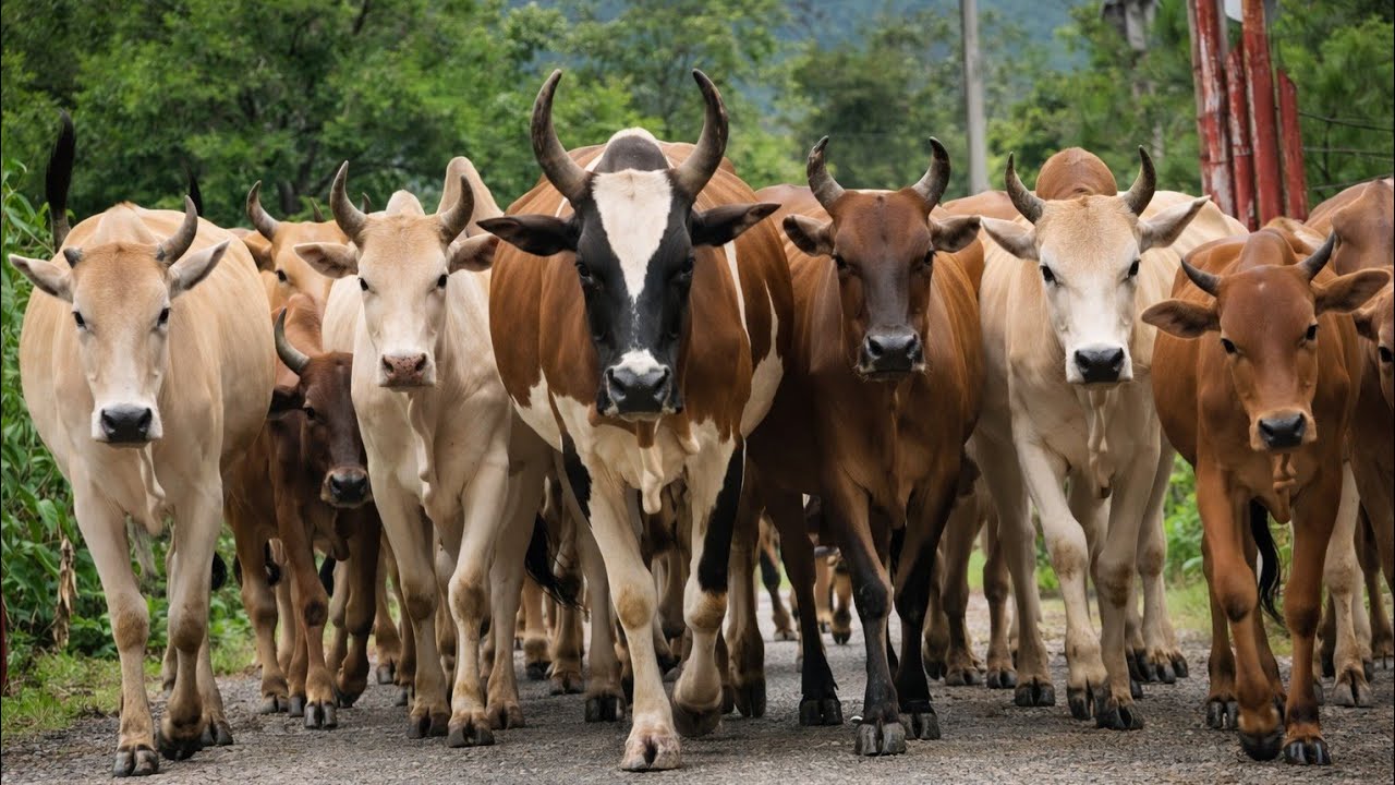 Herding dozens of gentle cattle in the late afternoon as they play around