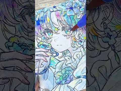 🌼美しすぎる水彩絵の具を使って妖精さんを描くメイキング🎨🦜#Shorts  #illustration #watercolor