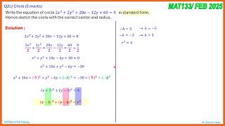 Q2c Circle MAT133 FEB 2025 Q2c (5 marks)